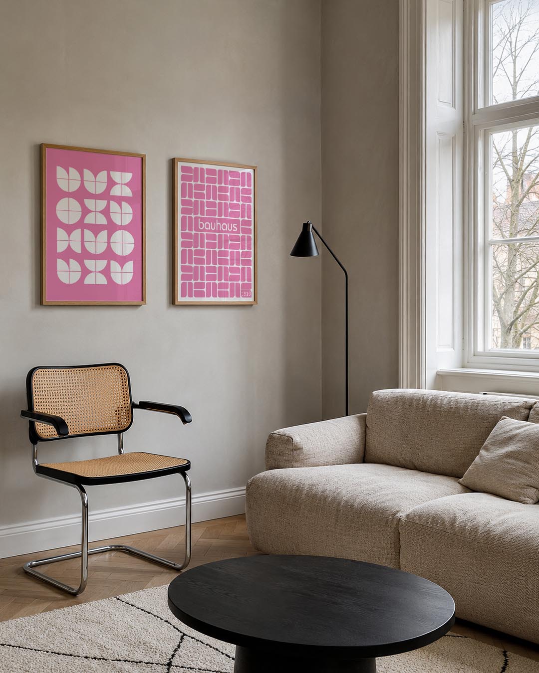 Vormenspel in roze Posterset
