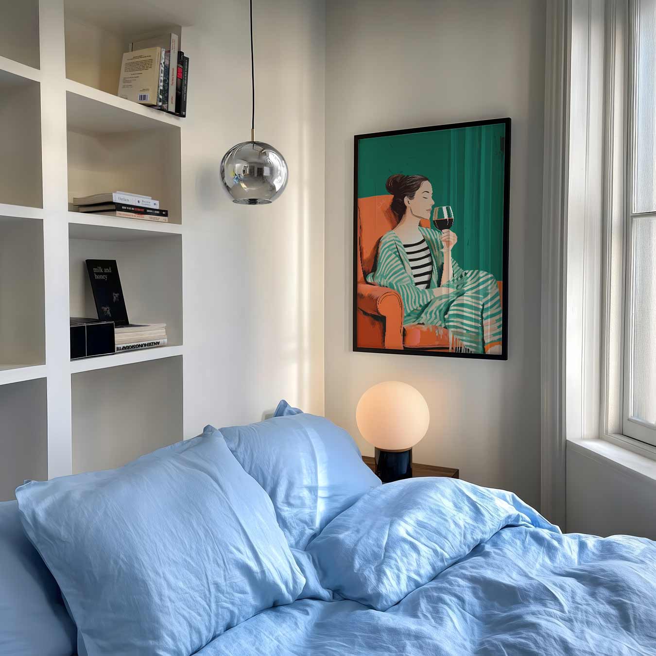 Verfijnde Ontspanning: Vrouw met Wijnglas Poster