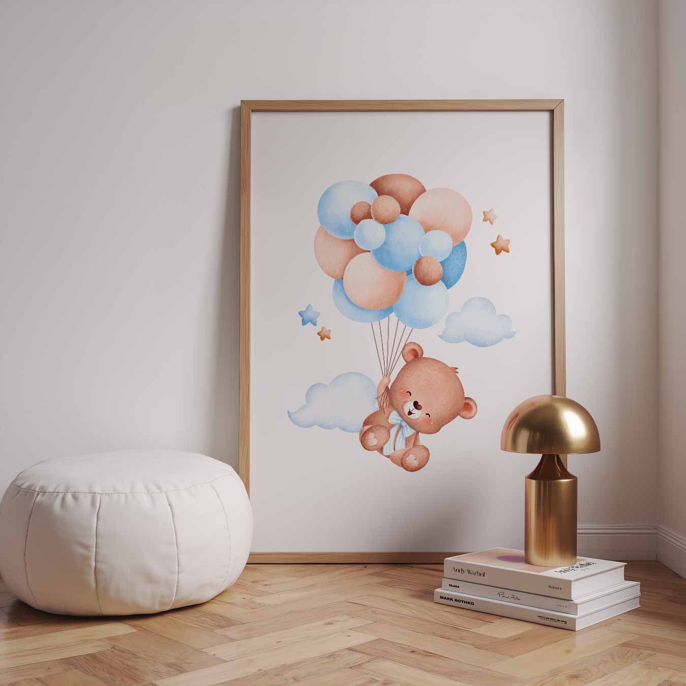 Vrolijke Beer met Ballonnen Poster