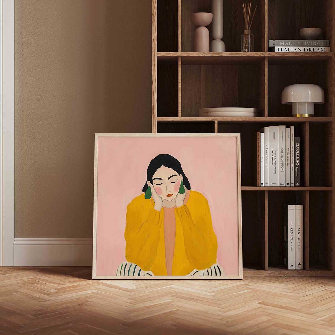 Vrouw met gele trui Poster