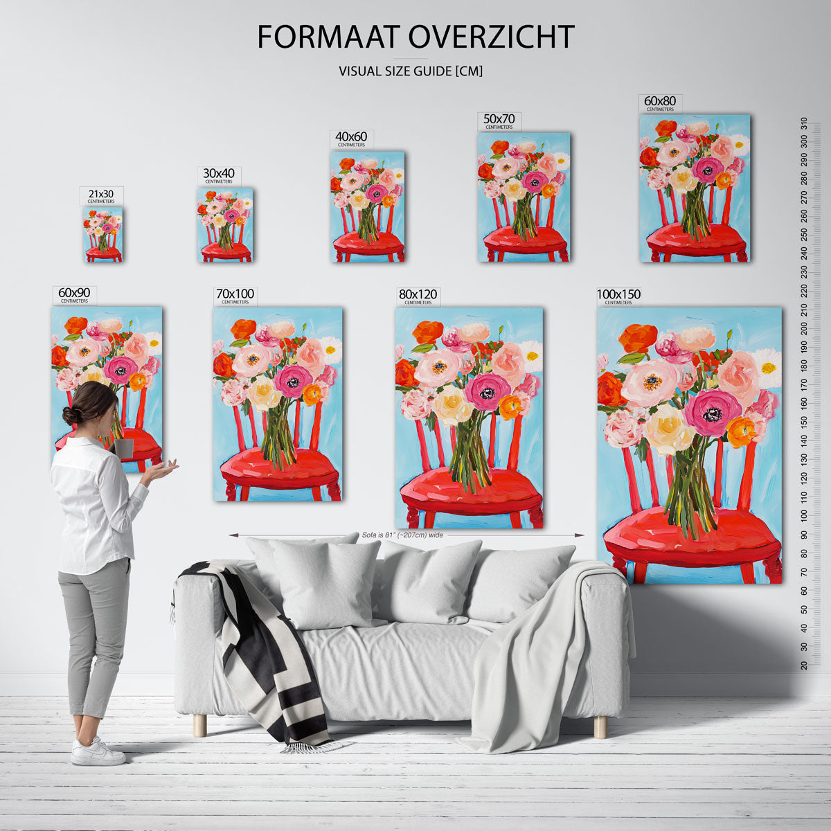 Bloemen op rode stoel Poster