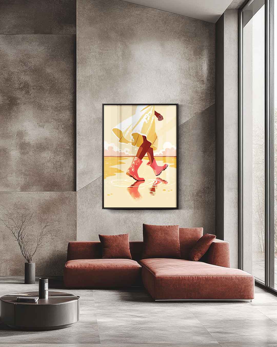 Wandeling in de Regen Kunstwerk-canvas-dibond-plexiglas-wanddecoratie-WallArtistic