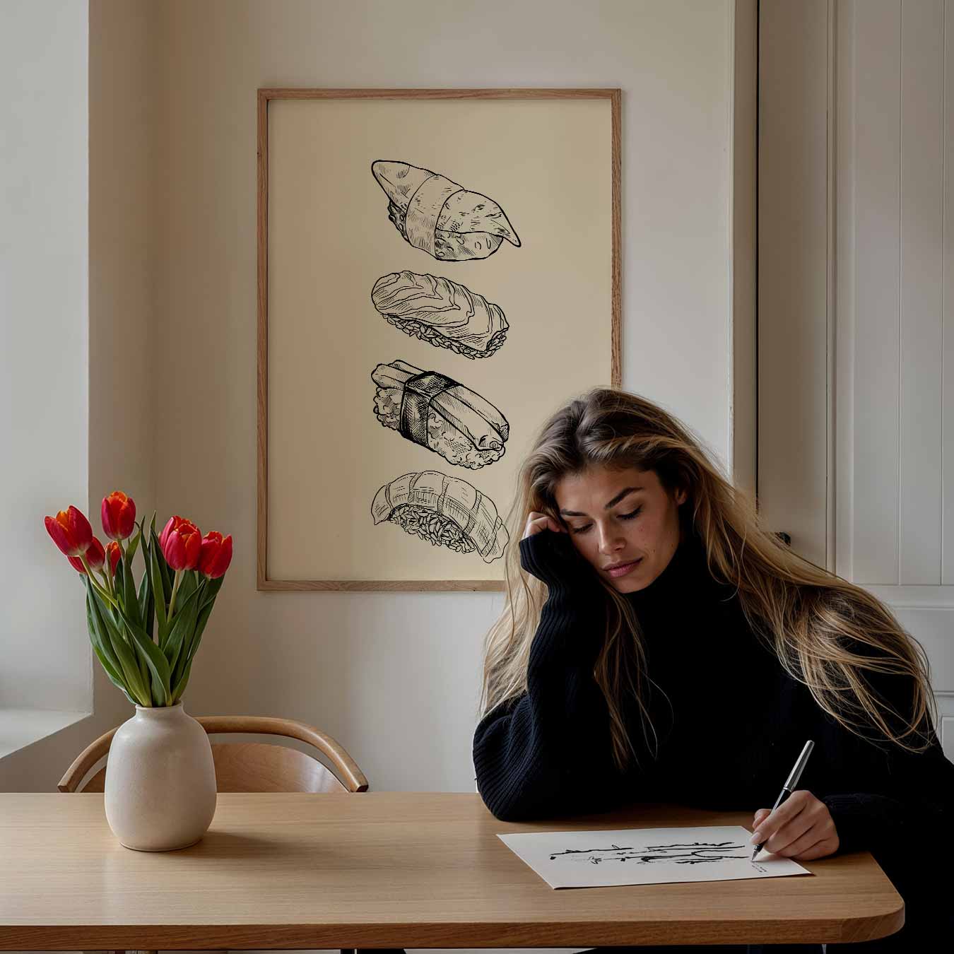 Sierlijke Sushi Illustratie Poster-WallArtistic