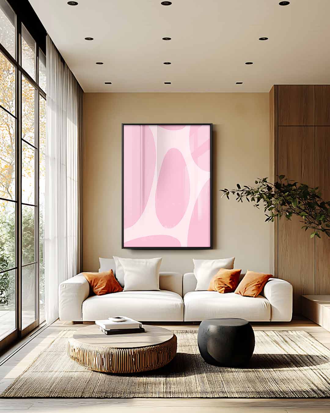 Speelse Roze Abstractie Kunstwerk-canvas-dibond-plexiglas-wanddecoratie-WallArtistic