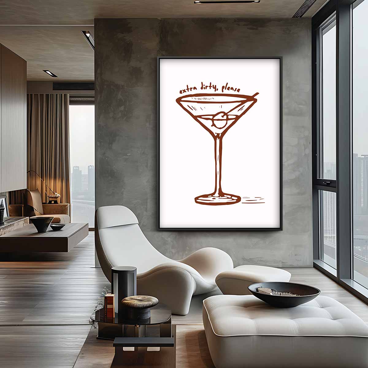 Extra Dirty Martini Illustratie Kunstwerk-canvas-dibond-plexiglas-wanddecoratie-WallArtistic