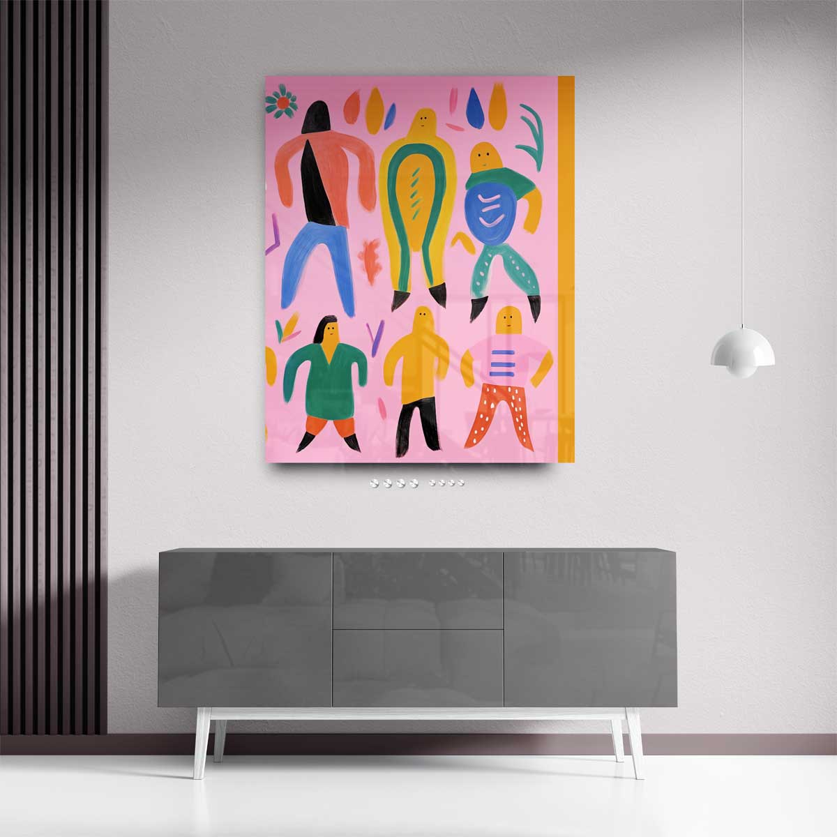 Kleurrijke Dans van Vormen Kunstwerk-canvas-dibond-plexiglas-wanddecoratie-WallArtistic