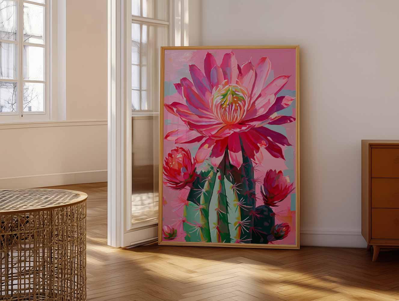 Bloeiende Cactus Kunstposter