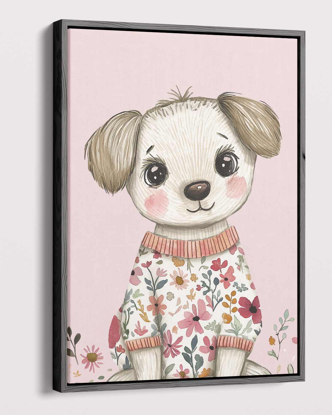 Schattig Bloemenhondje Kunstwerk-canvas-dibond-plexiglas-wanddecoratie-WallArtistic