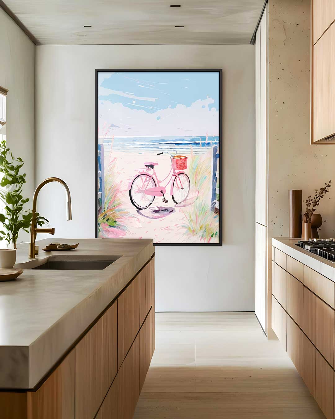 Fietstocht naar het Zeezicht Kunstwerk-canvas-dibond-plexiglas-wanddecoratie-WallArtistic
