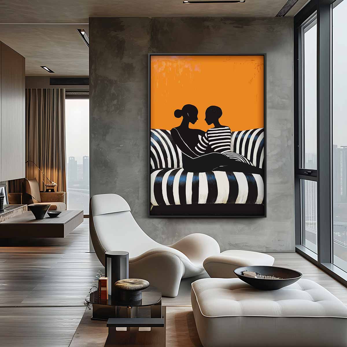 Samenspel van Silhouetten Kunstwerk-canvas-dibond-plexiglas-wanddecoratie-WallArtistic