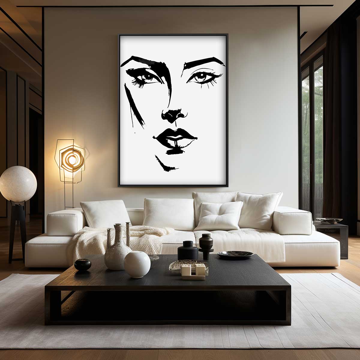 Expressieve Inktportret Kunstwerk-canvas-dibond-plexiglas-wanddecoratie-WallArtistic