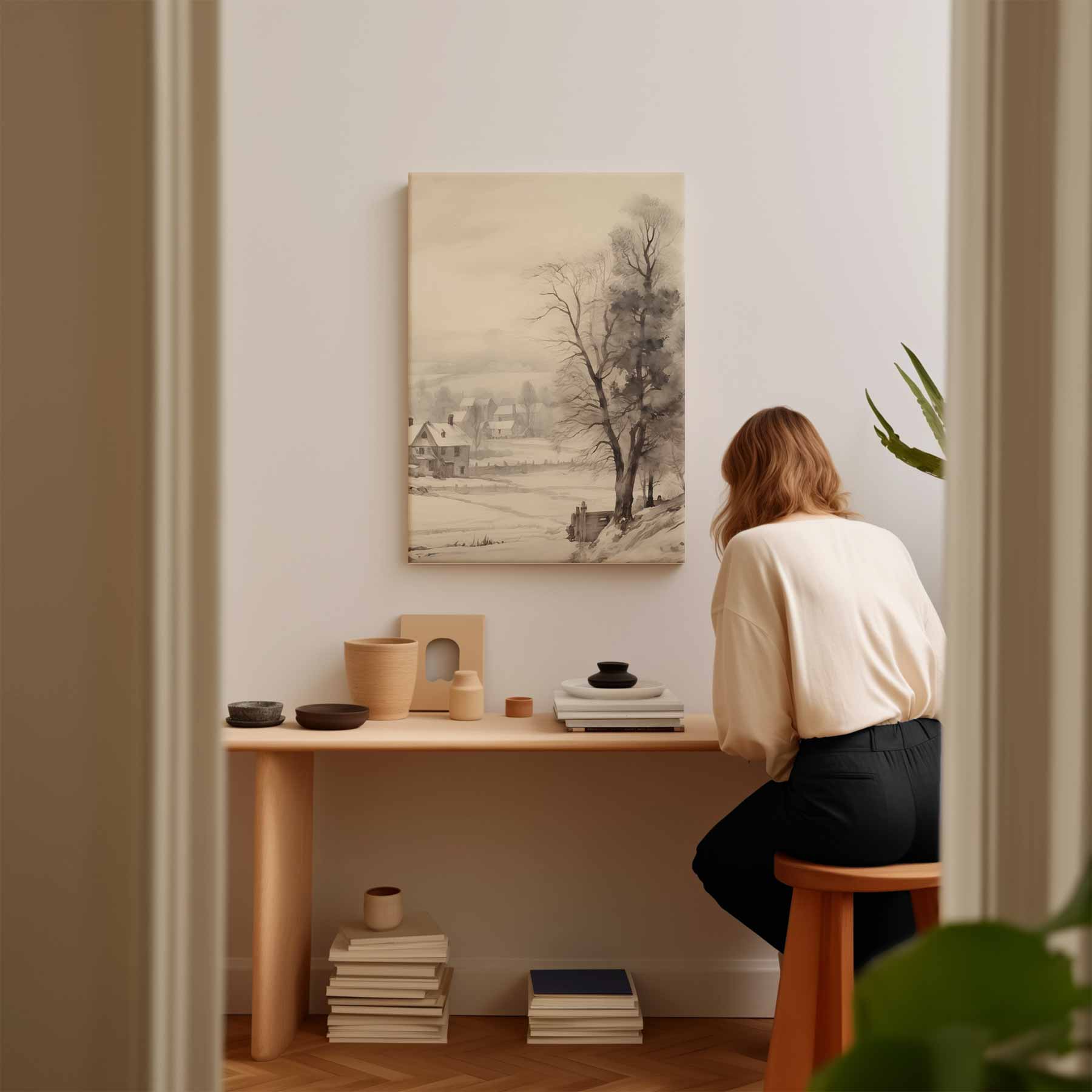 Winterse Rustieke Idylle Kunstwerk-canvas-dibond-plexiglas-wanddecoratie-WallArtistic