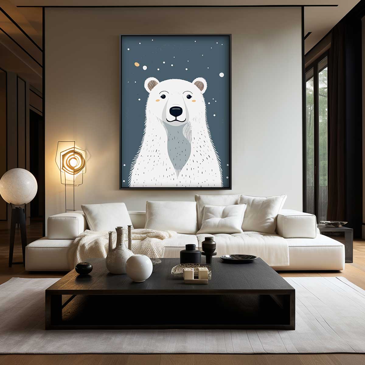Schattige IJsbeer Illustratie Kunstwerk-canvas-dibond-plexiglas-wanddecoratie-WallArtistic
