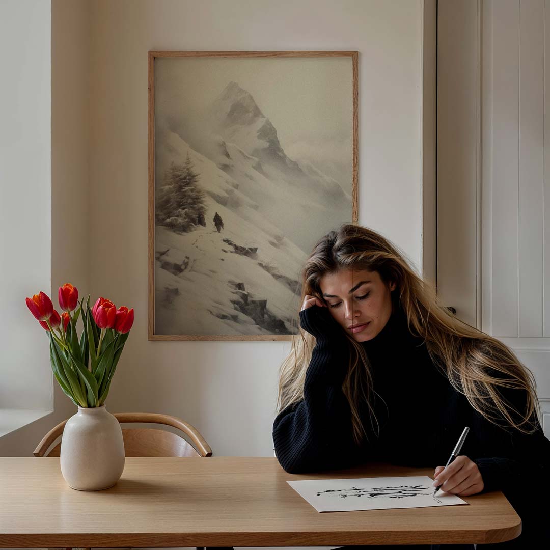 Winterse Berghike Poster-WallArtistic