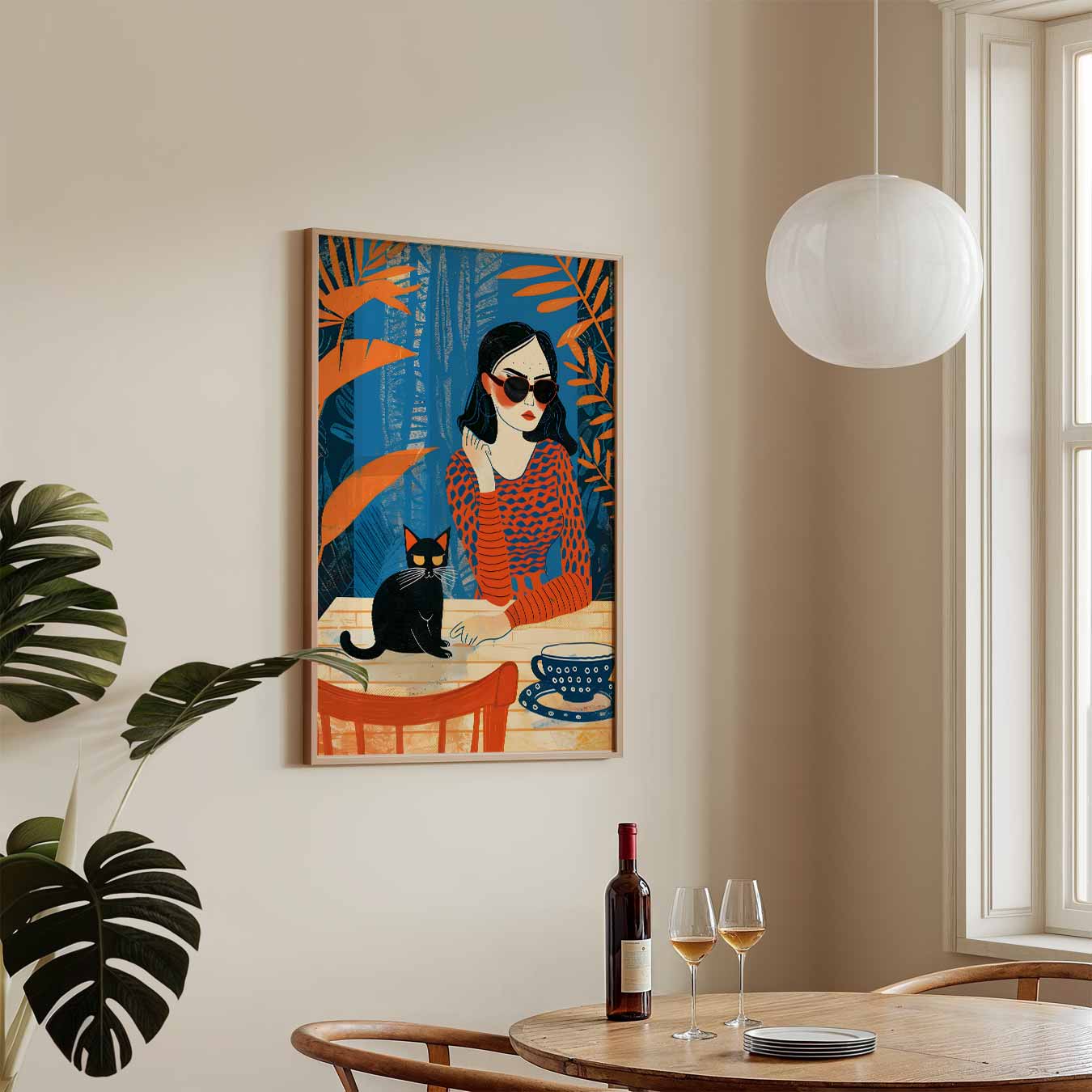 Stijlvolle Kat en Vrouw Poster