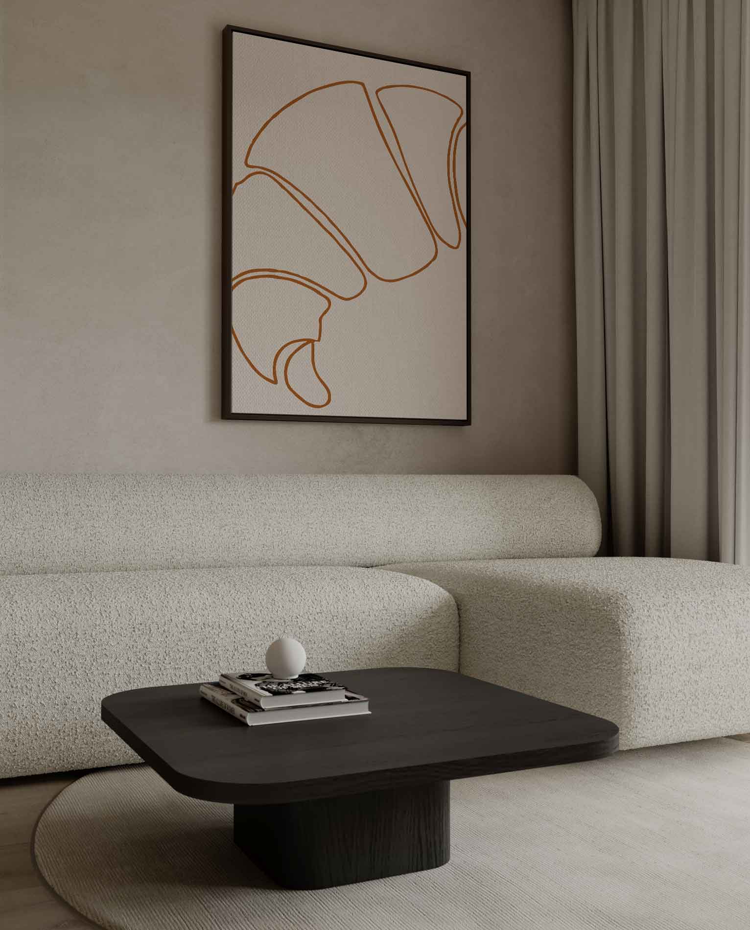 Simpele Croissant Sketch Kunstwerk-canvas-dibond-plexiglas-wanddecoratie-WallArtistic