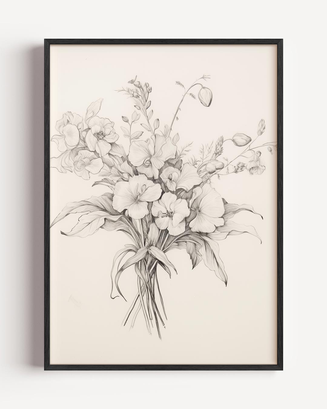 Zwart-wit Bloemenpracht Poster-WallArtistic