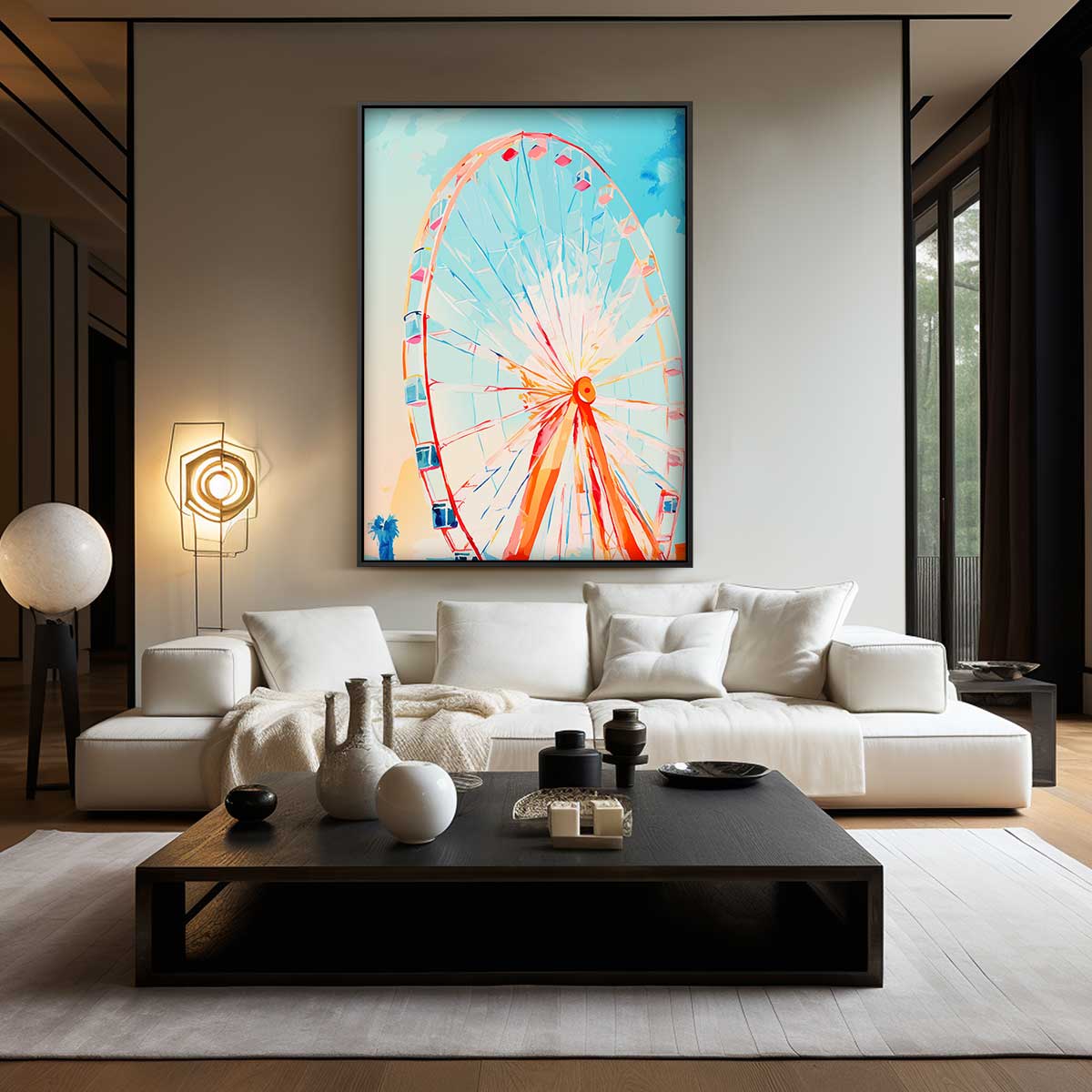 Kleurrijke Reuzenrad Droom Kunstwerk-canvas-dibond-plexiglas-wanddecoratie-WallArtistic
