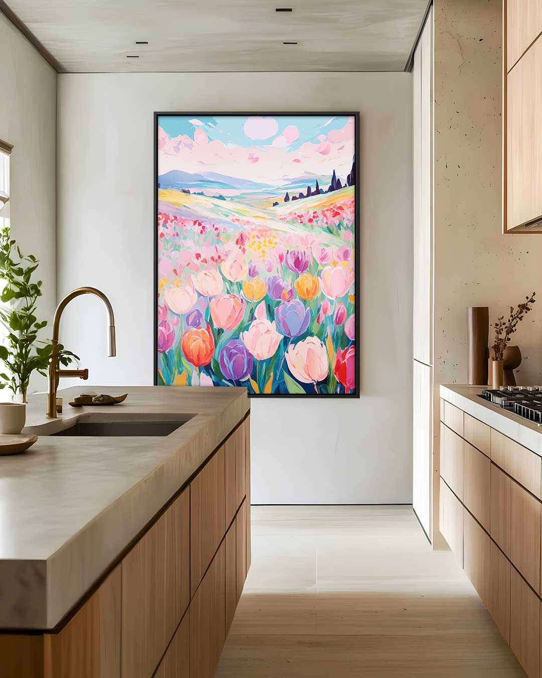 Bloemenveld in Lente Kleuren Kunstwerk-canvas-dibond-plexiglas-wanddecoratie-WallArtistic