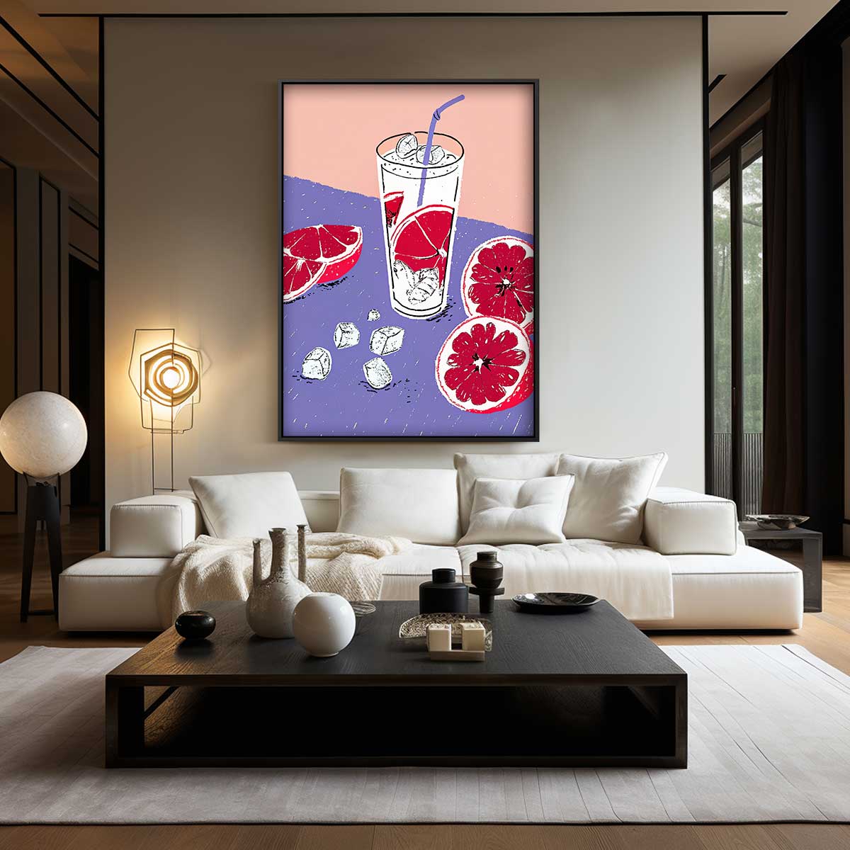 Zomers Grapefruit Avontuur Kunstwerk-canvas-dibond-plexiglas-wanddecoratie-WallArtistic