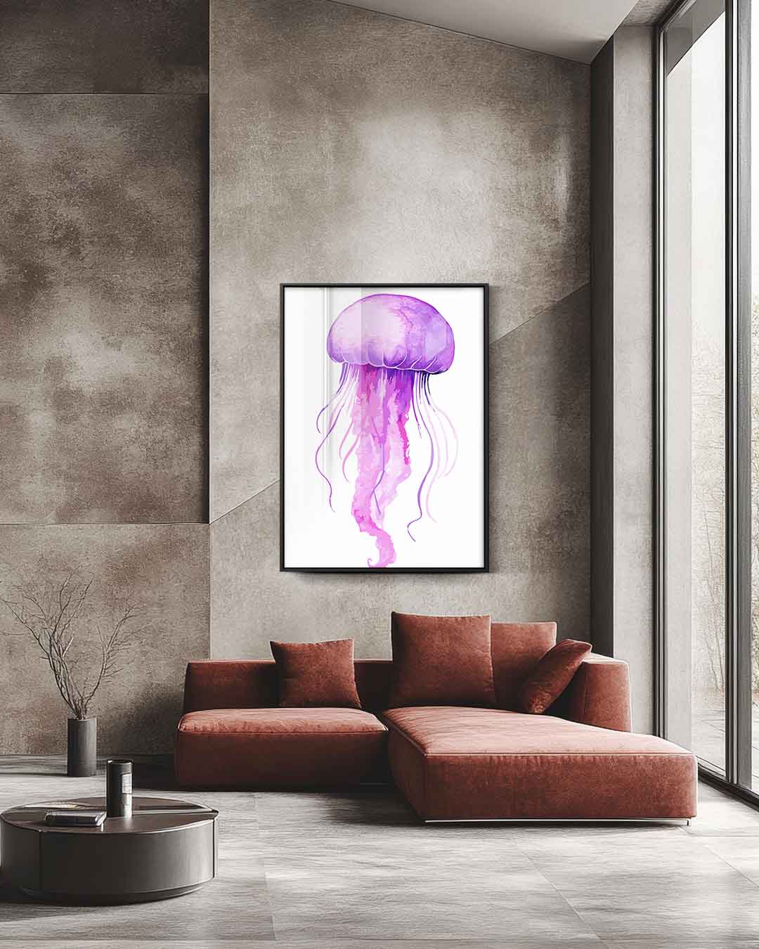 Dromerige Paarse Kwallenprent Kunstwerk-canvas-dibond-plexiglas-wanddecoratie-WallArtistic