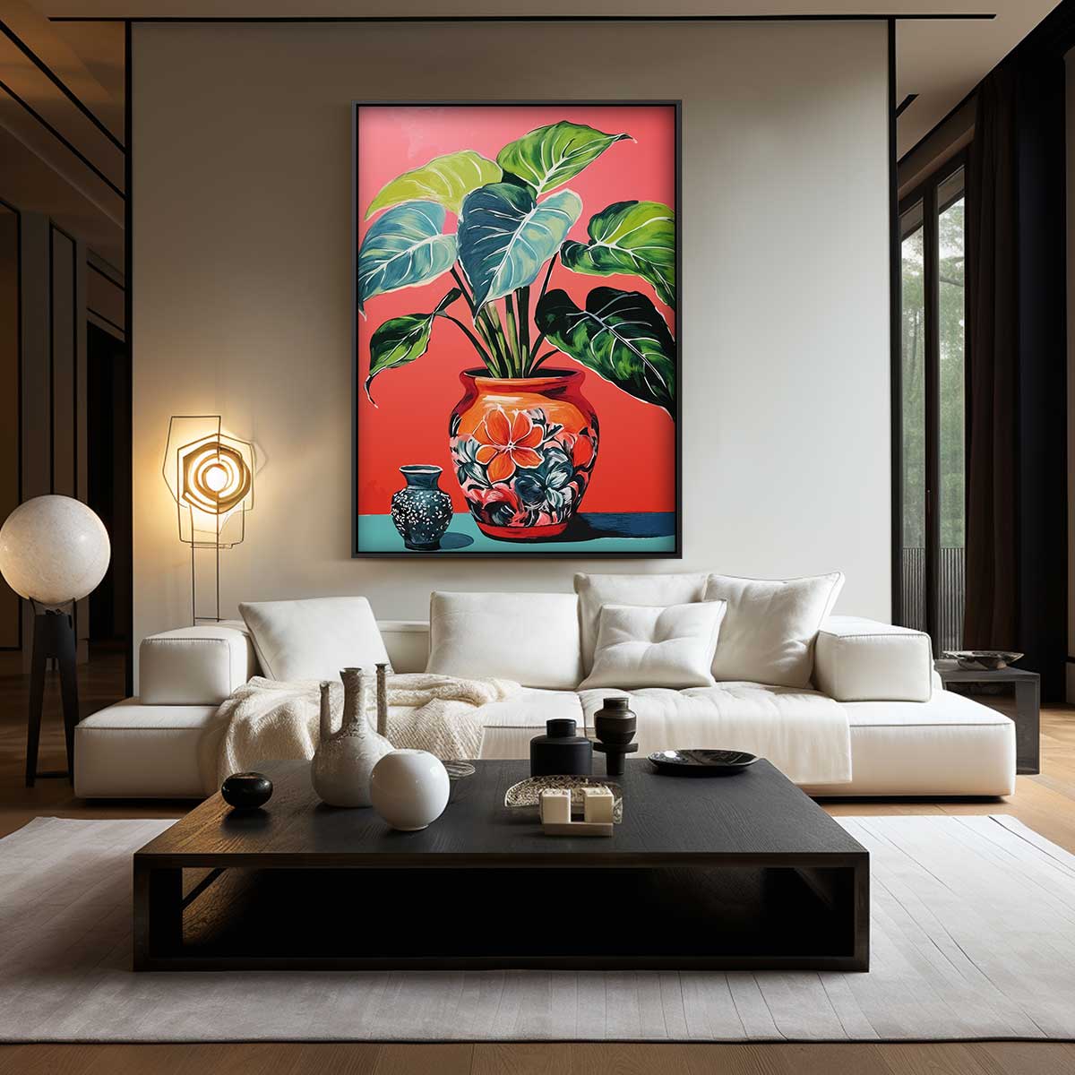 Kleurrijke Bladeren in Bloempotten Kunstwerk-canvas-dibond-plexiglas-wanddecoratie-WallArtistic