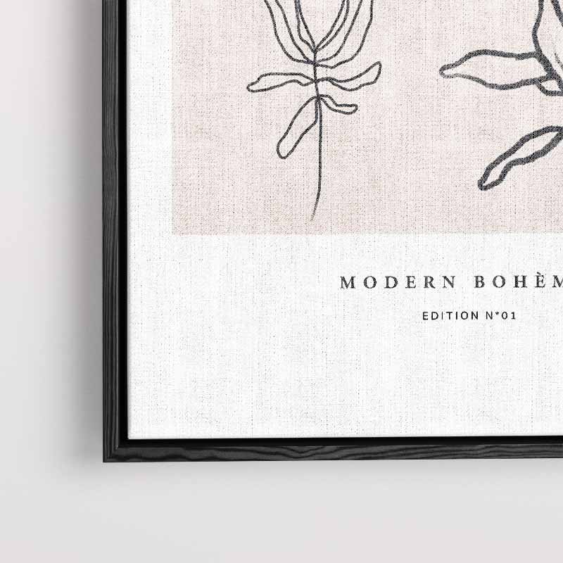 Moderne Boho Lijntekening Bloemen Kunstwerk-canvas-dibond-plexiglas-wanddecoratie-WallArtistic