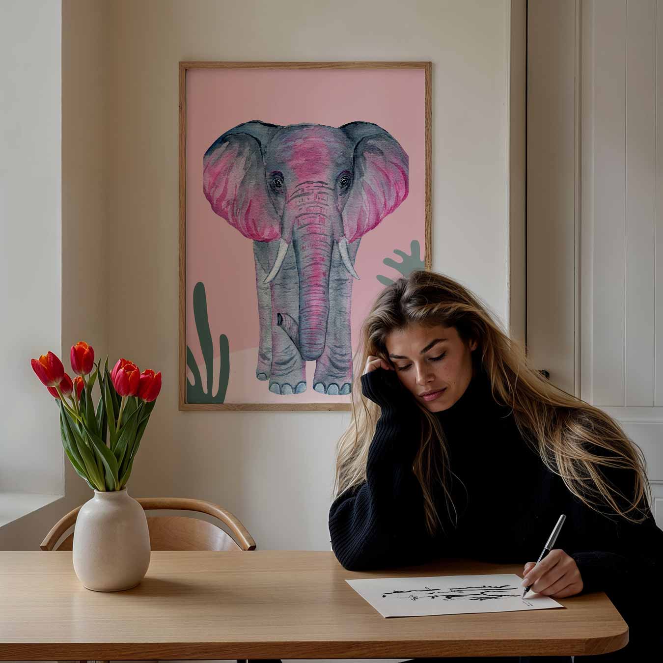 Olifant in Pastel Poster-WallArtistic