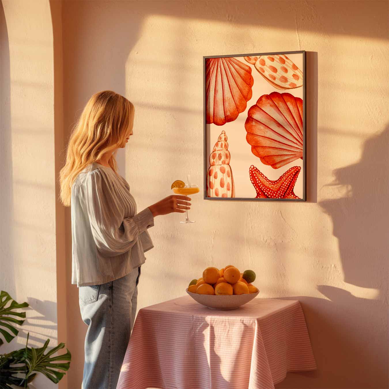 Roze schelpen Poster-WallArtistic