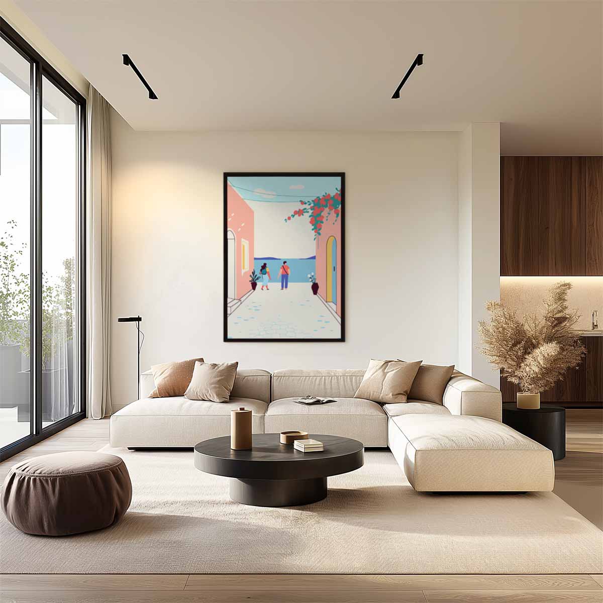 Zomerse Wandeling aan Zee Kunstwerk-canvas-dibond-plexiglas-wanddecoratie-WallArtistic