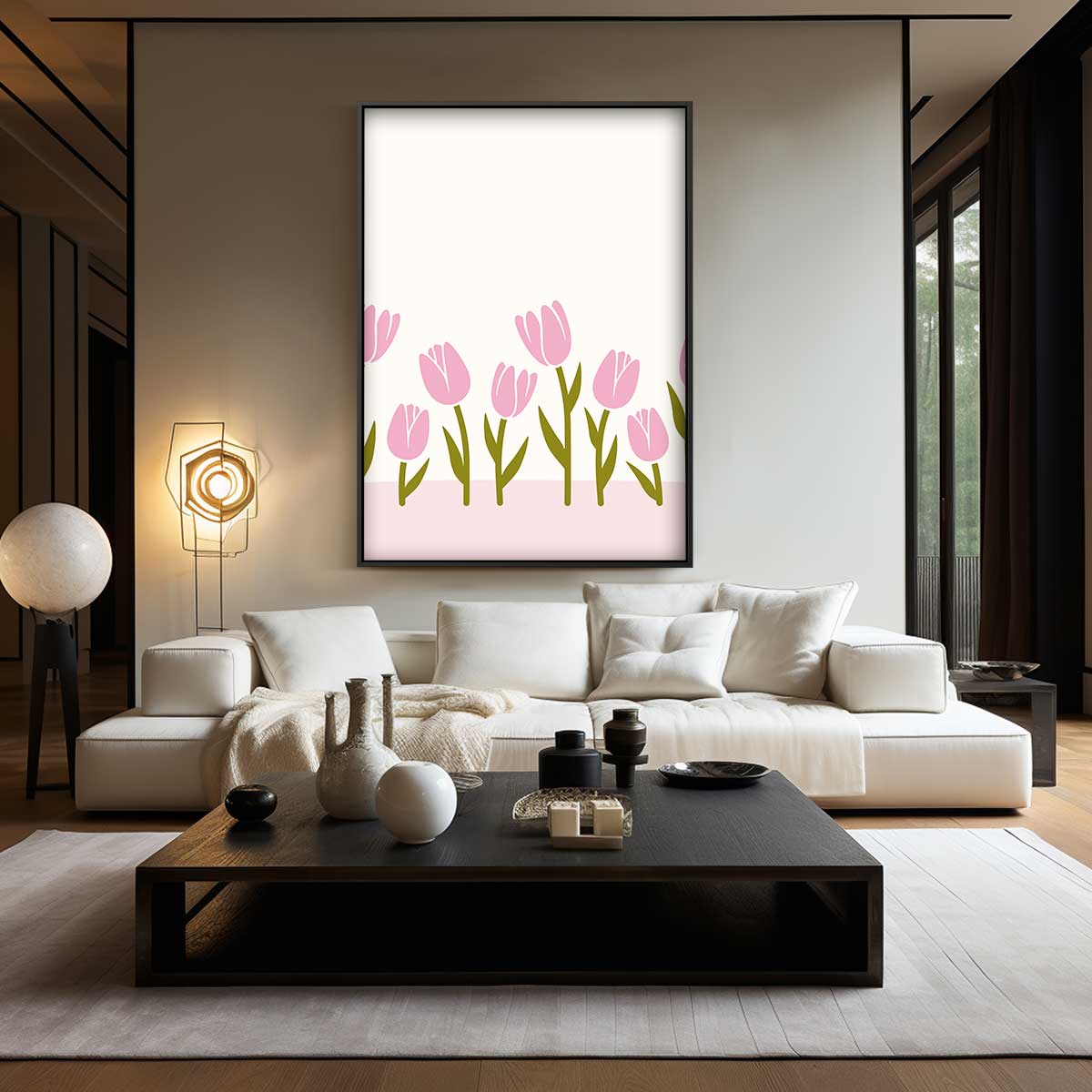 Zacht Roze Tulpenveld Kunstwerk-canvas-dibond-plexiglas-wanddecoratie-WallArtistic