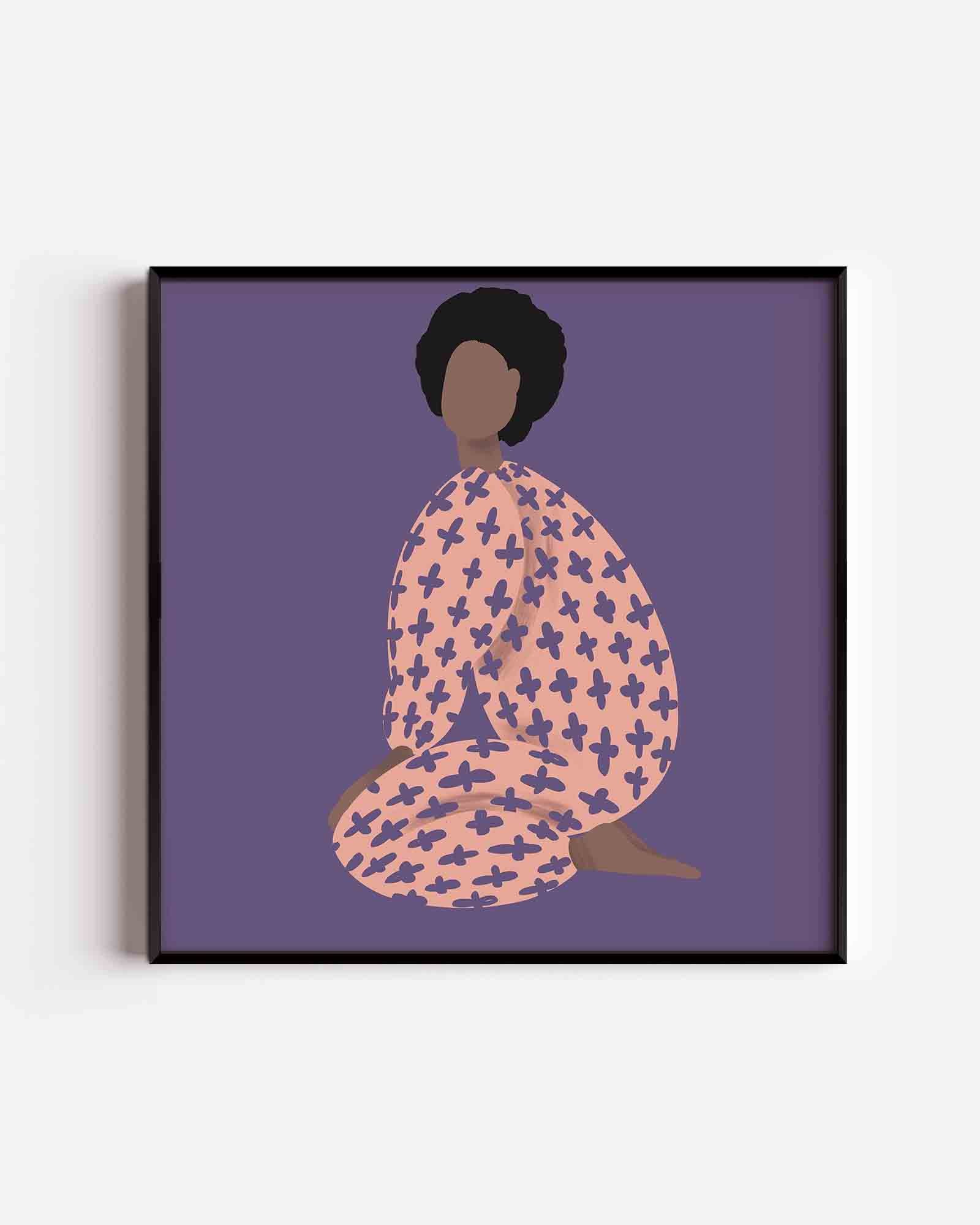 Zittende figuur met patroon Poster