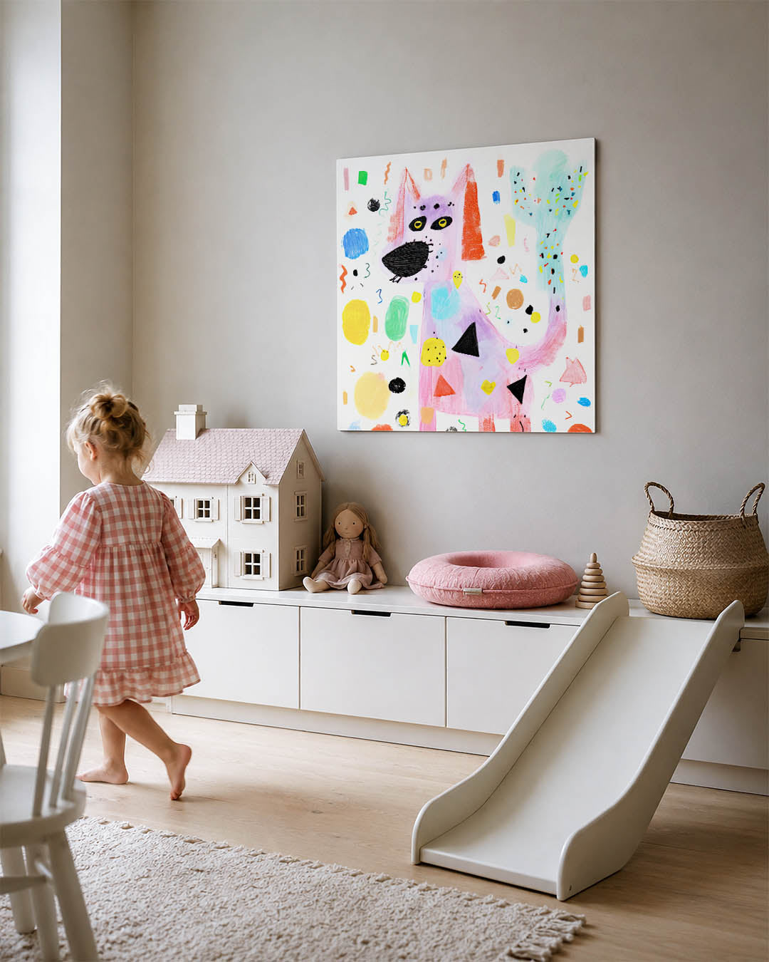 Speelse dierenfantasie Kunstwerk
