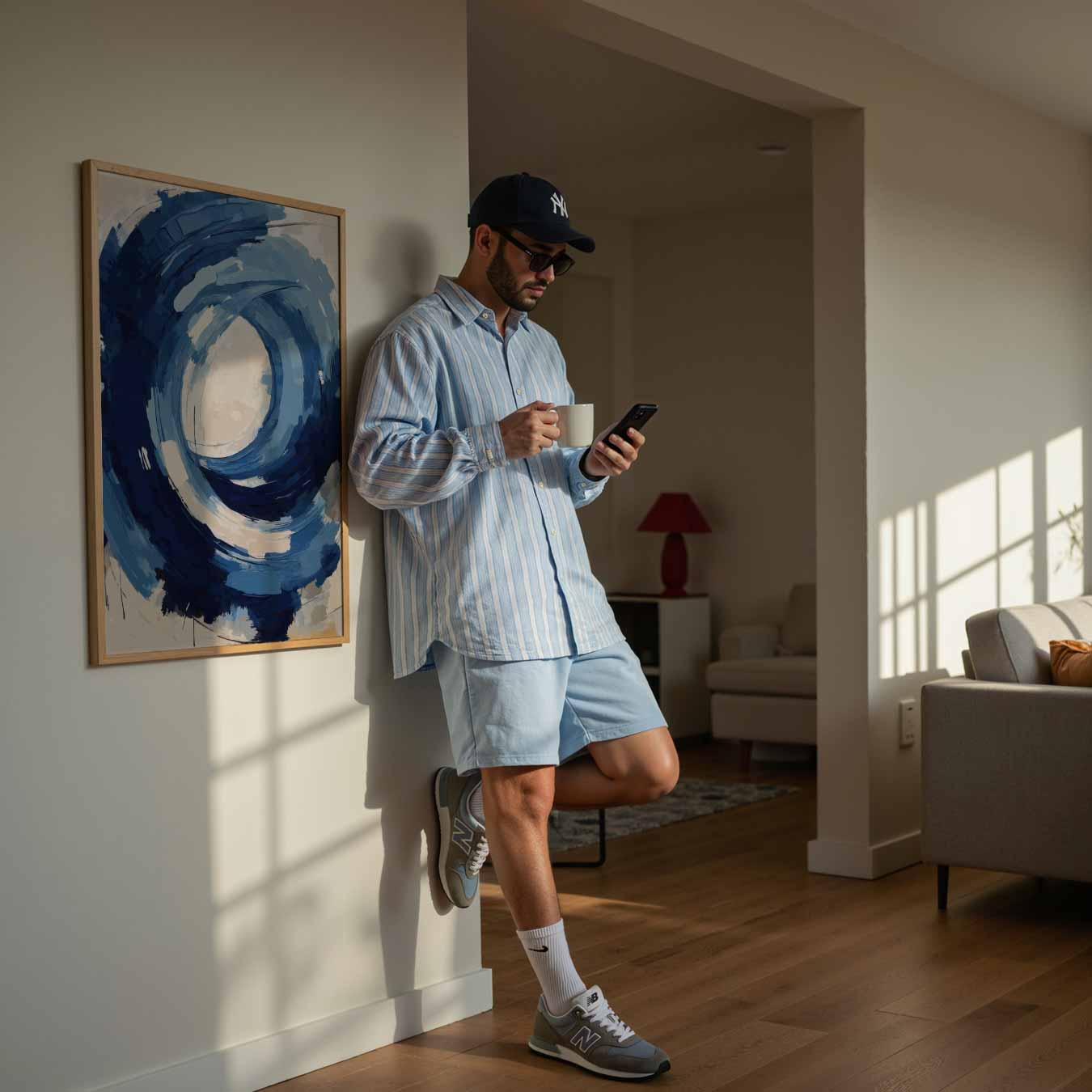 Abstracte Blauwe Cirkel Poster-WallArtistic