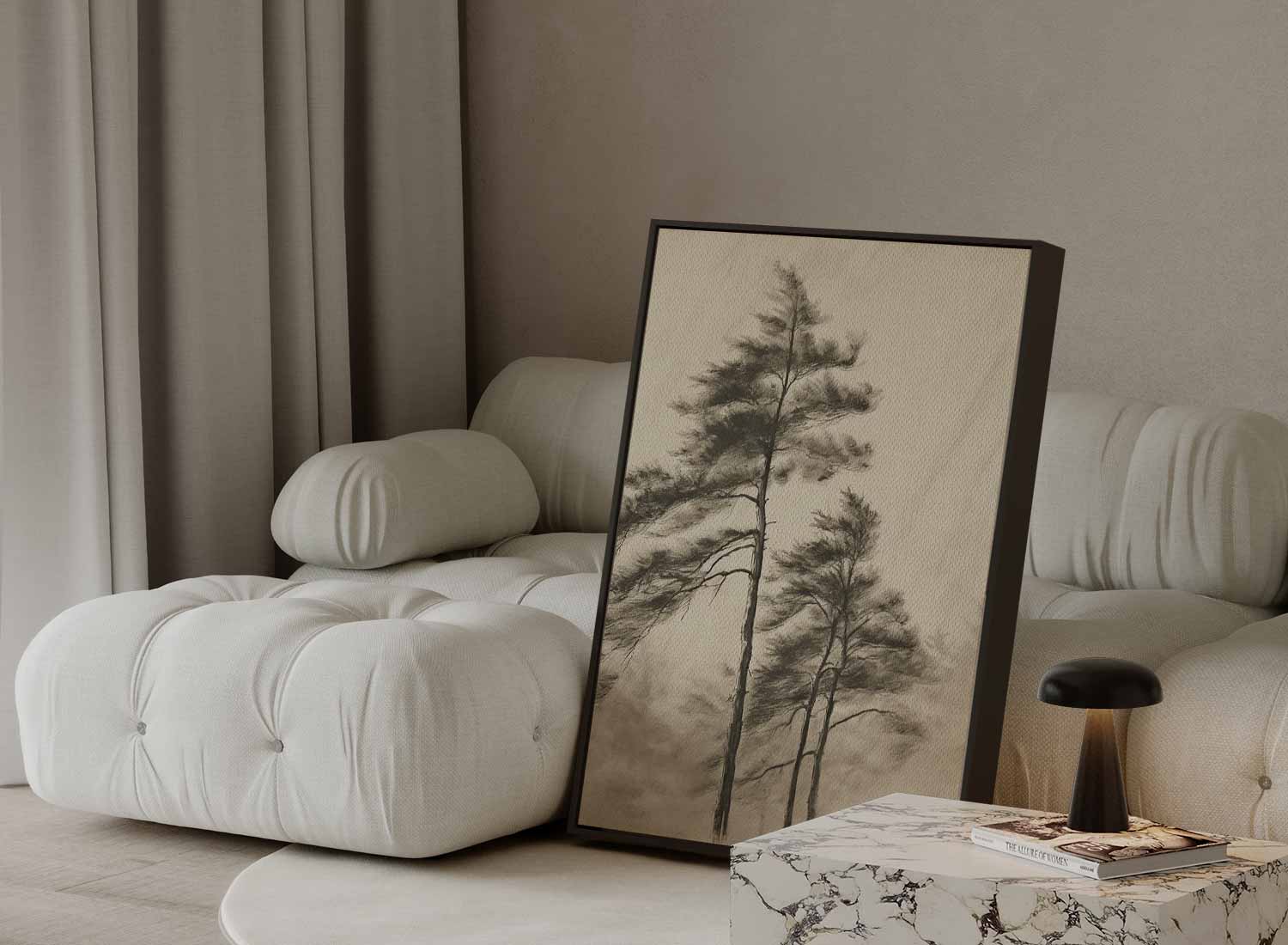 Sereen Boslandschap in Potlood Kunstwerk-canvas-dibond-plexiglas-wanddecoratie-WallArtistic