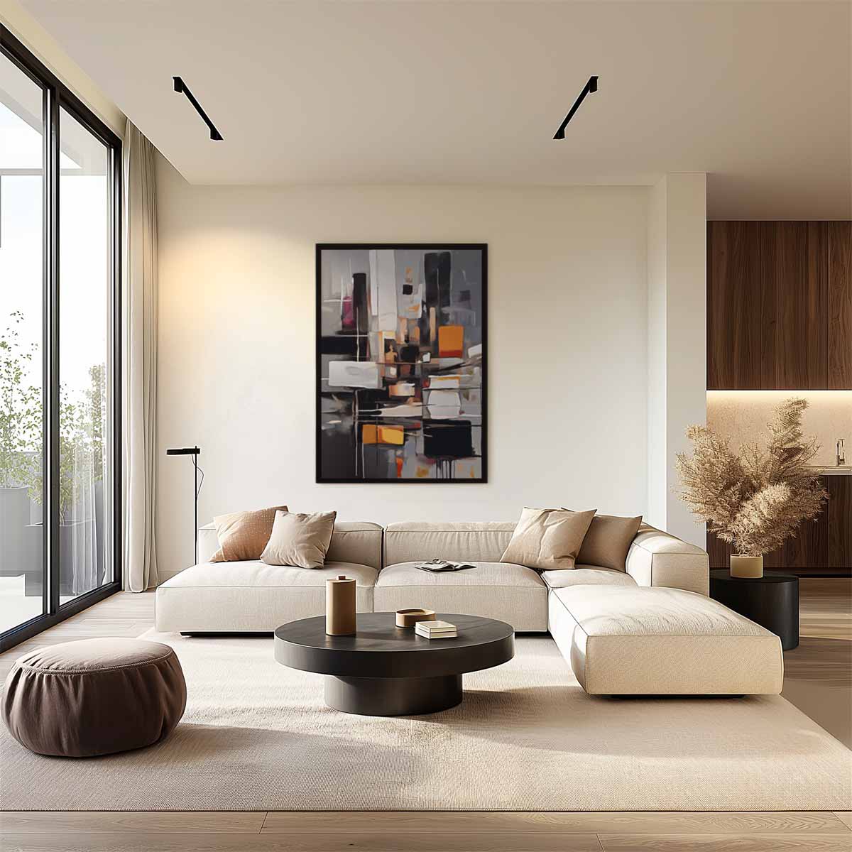 Abstract Stadsleven Schilderij Kunstwerk-canvas-dibond-plexiglas-wanddecoratie-WallArtistic