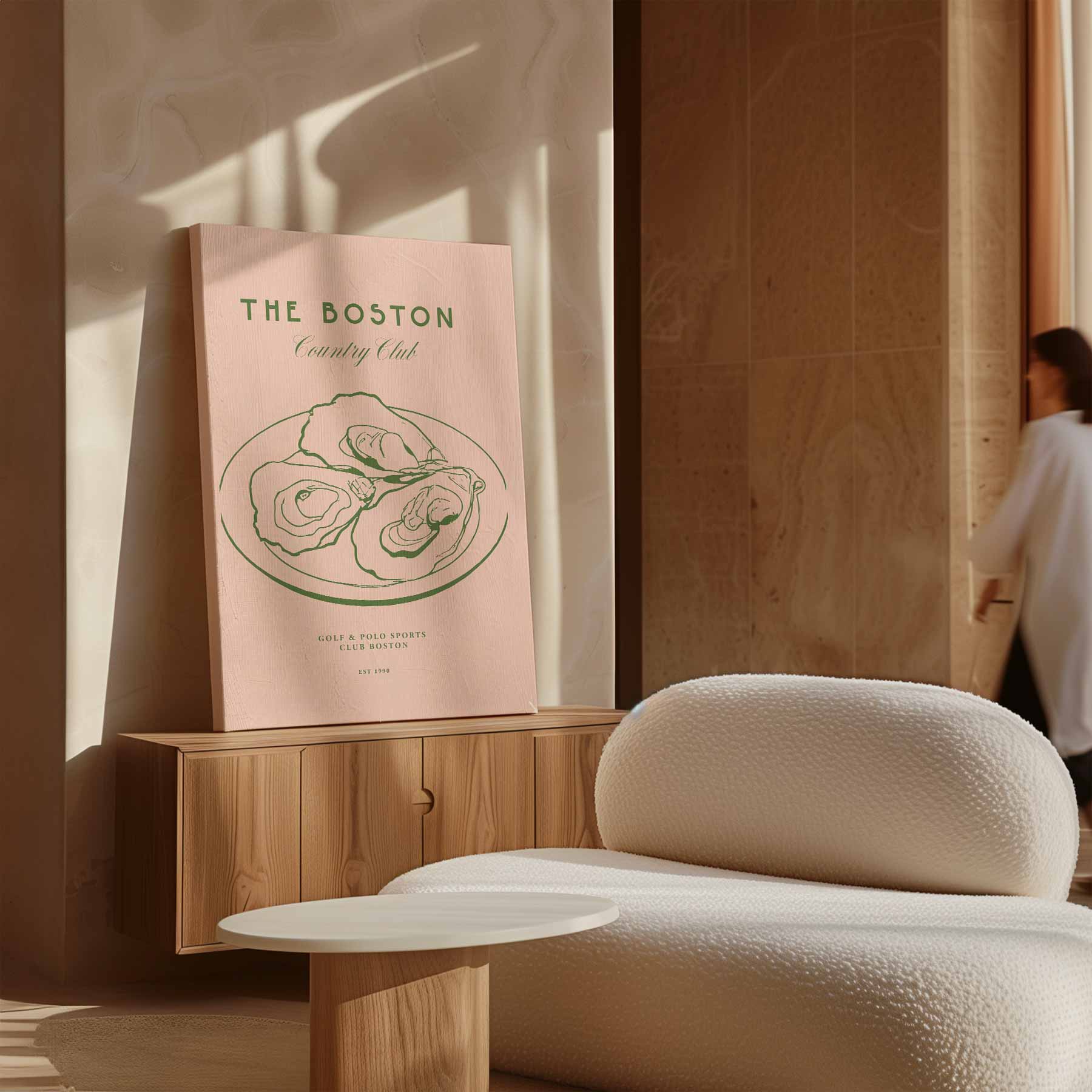 Boston Country Club Illustratie Kunstwerk-canvas-dibond-plexiglas-wanddecoratie-WallArtistic