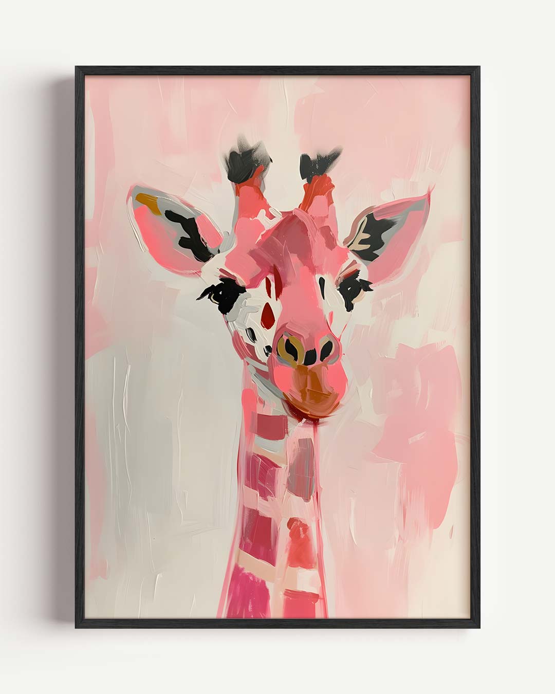 Speelse Roze Giraf Poster
