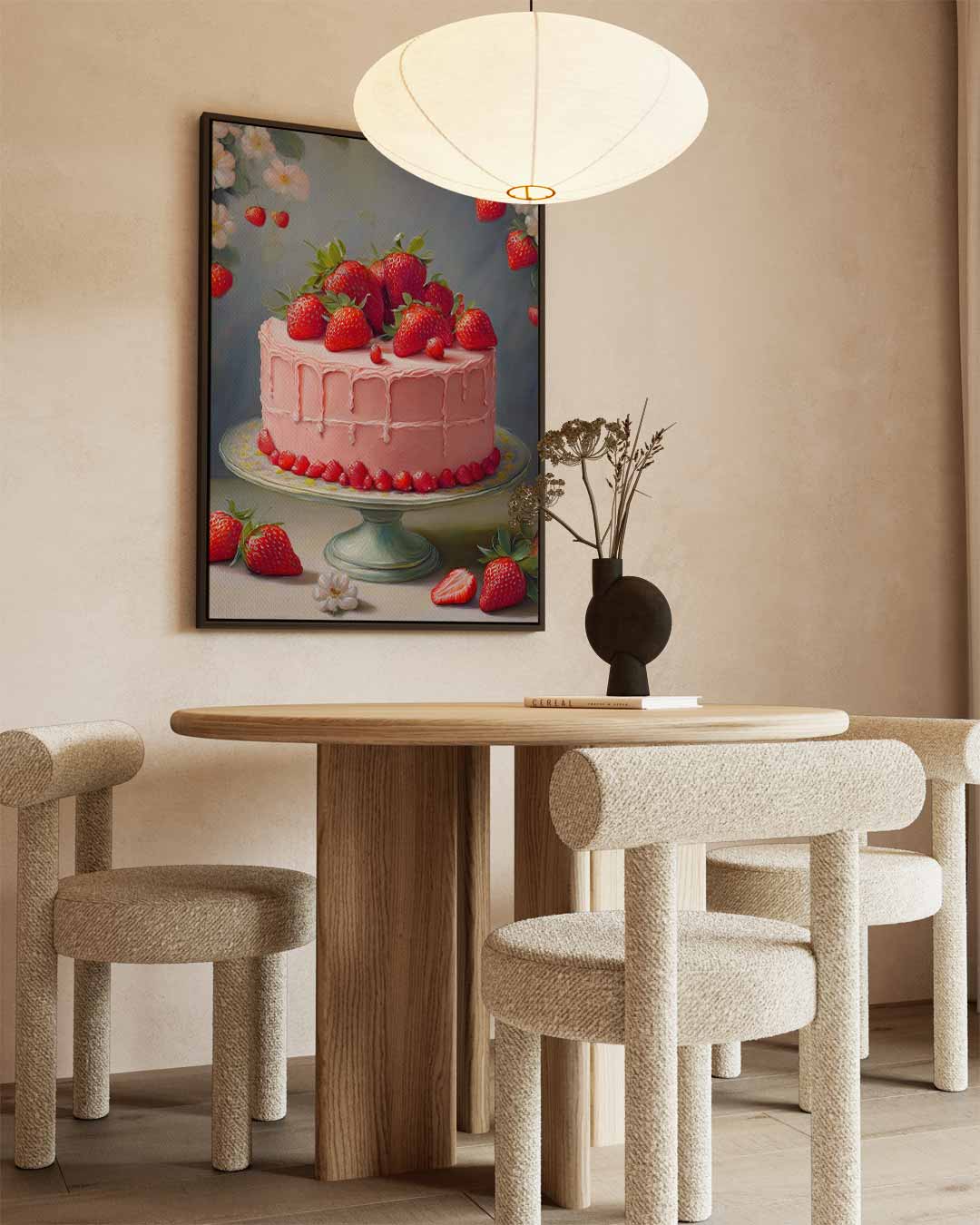 Aardbeientaart in Bloei Kunstwerk-canvas-dibond-plexiglas-wanddecoratie-WallArtistic