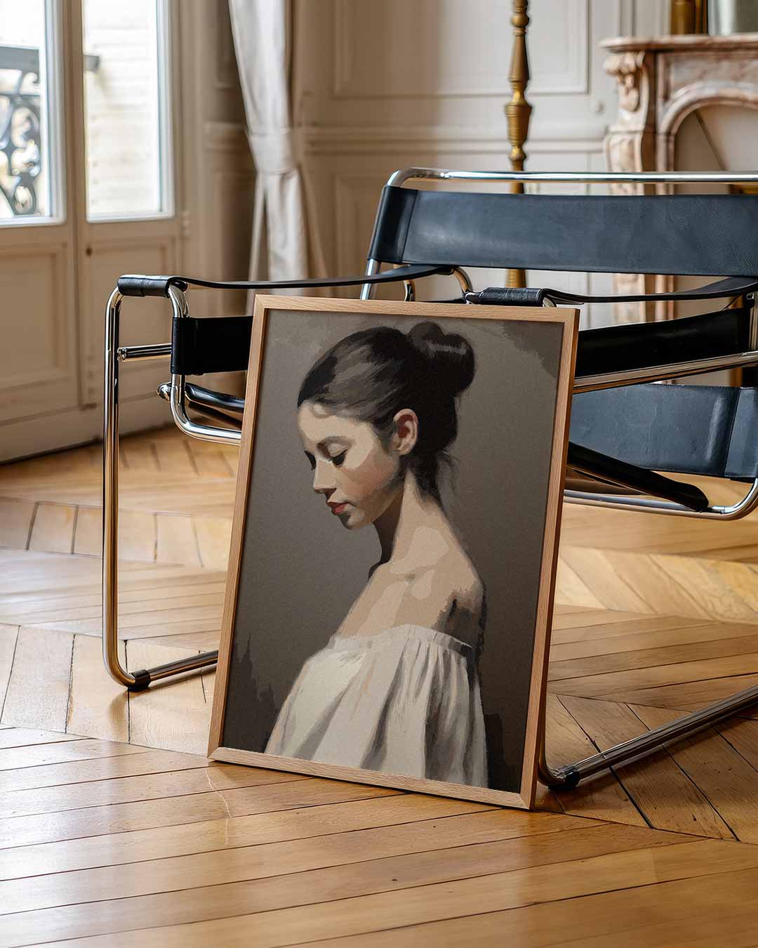 Elegante Portretposter van Vrouw in Bruin Poster