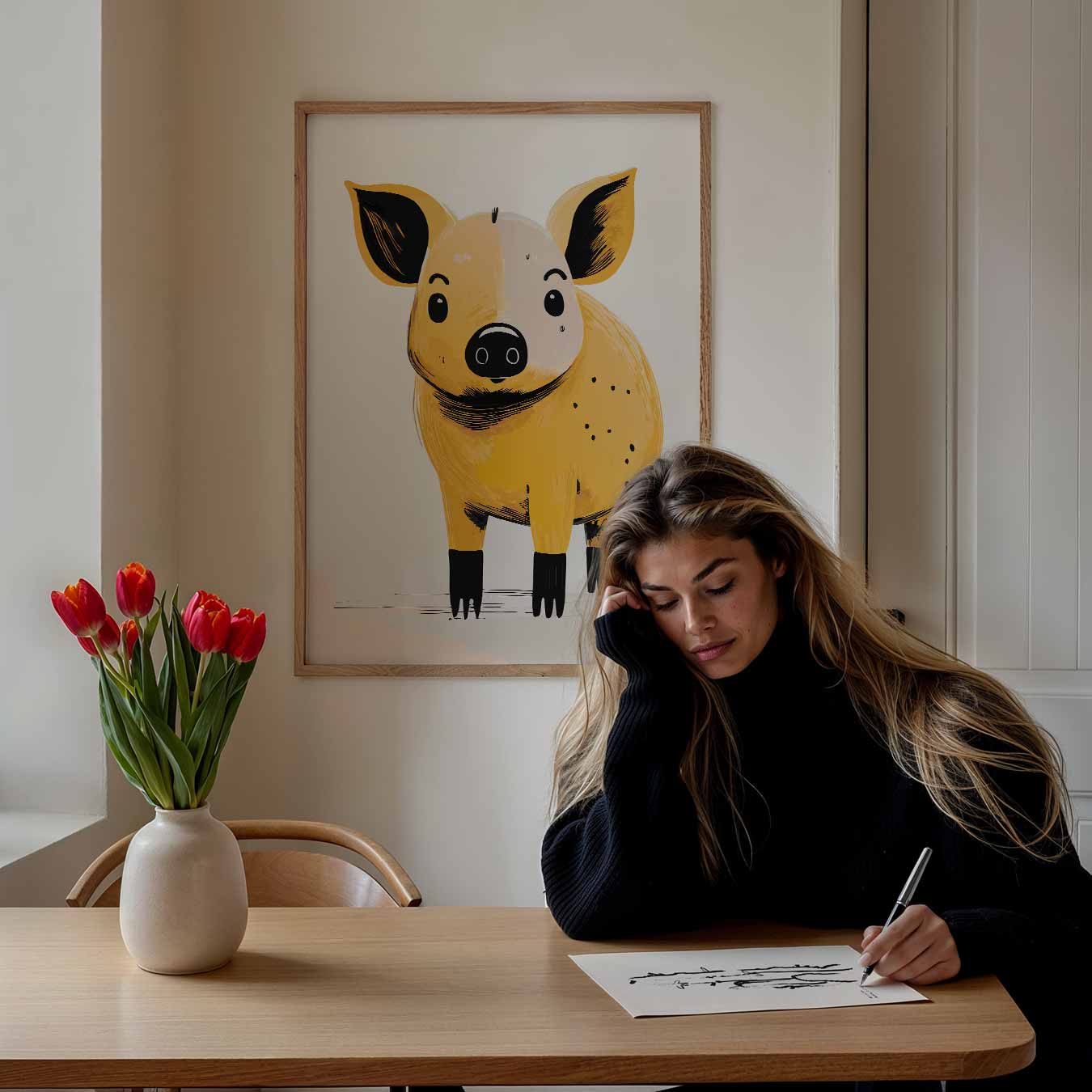 Schattige Varkentje Illustratie Poster