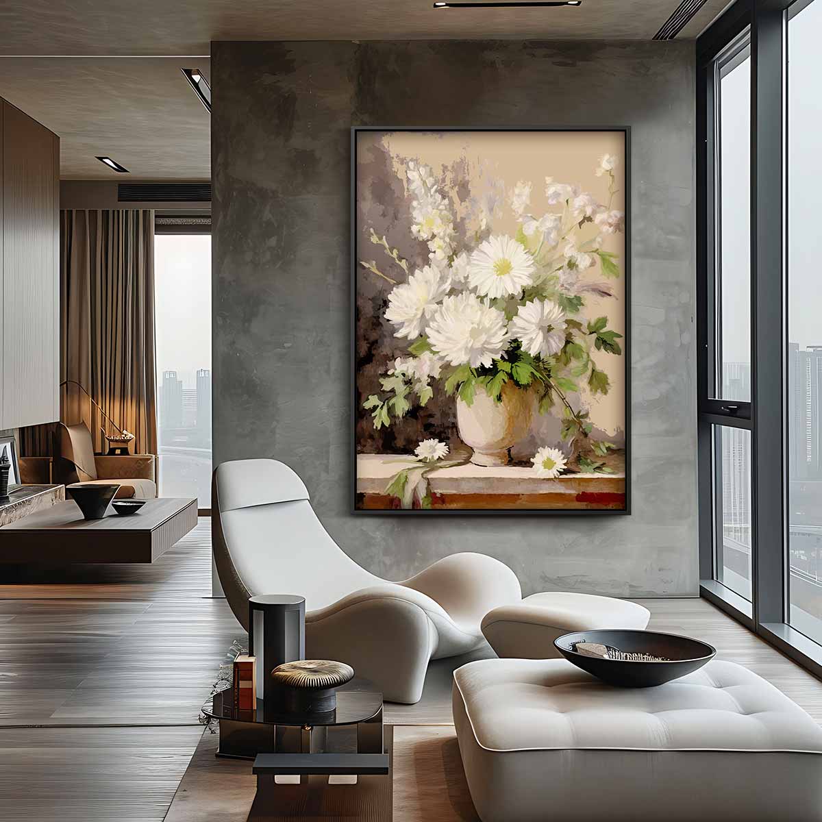 Elegante Bloemenpracht in Vaas Kunstwerk-canvas-dibond-plexiglas-wanddecoratie-WallArtistic