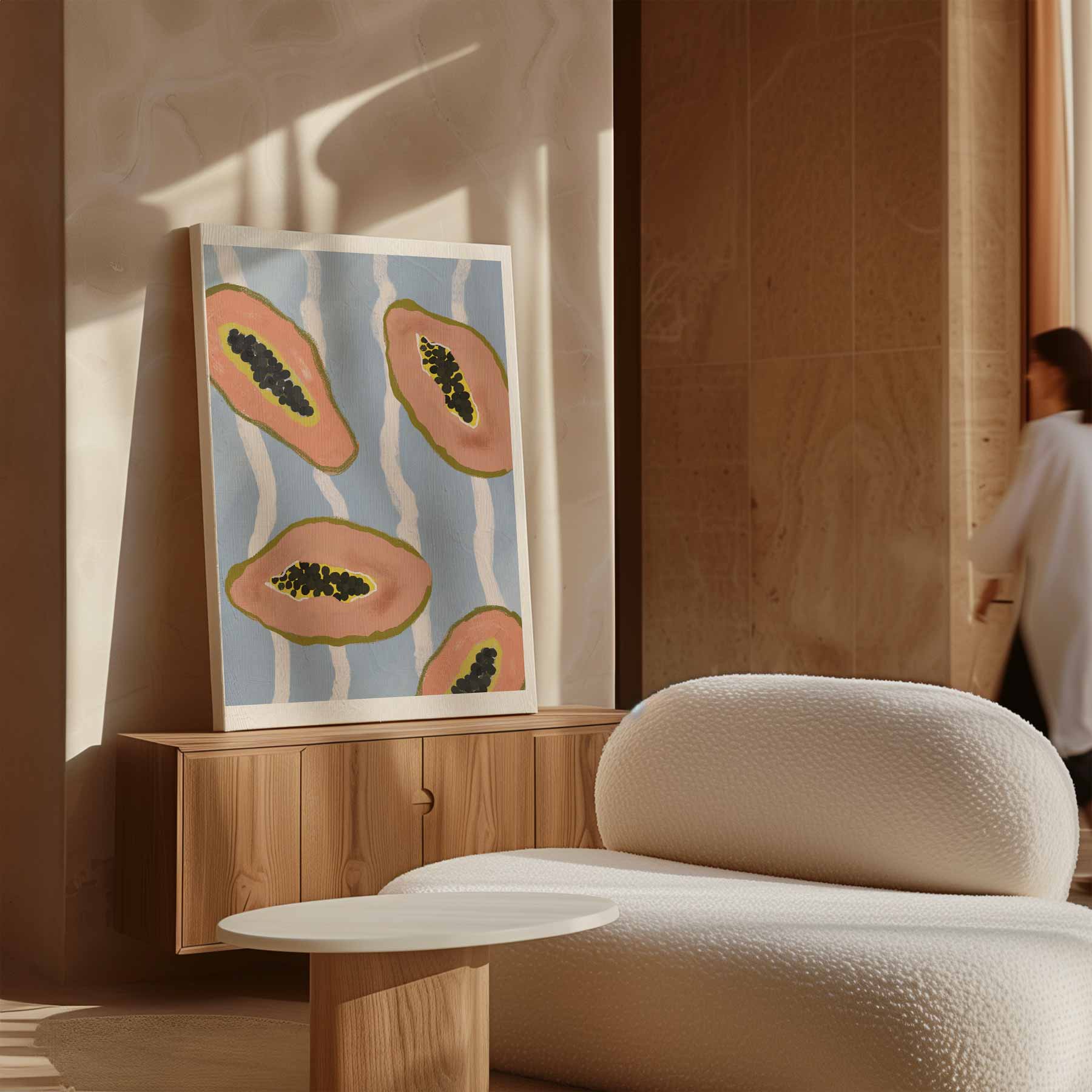 Tropische Papaya Vibes Kunstwerk-canvas-dibond-plexiglas-wanddecoratie-WallArtistic