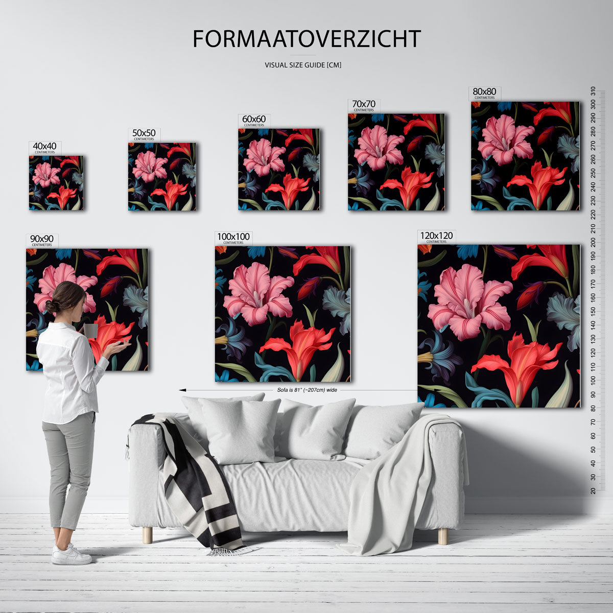 Bloemen op zwarte achtergrond Poster