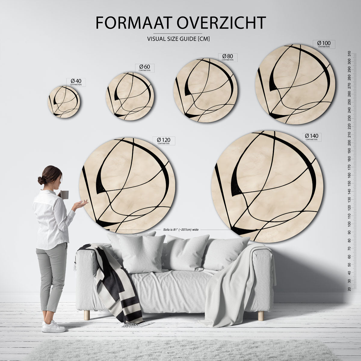 Abstracte lijnen Muurcirkel