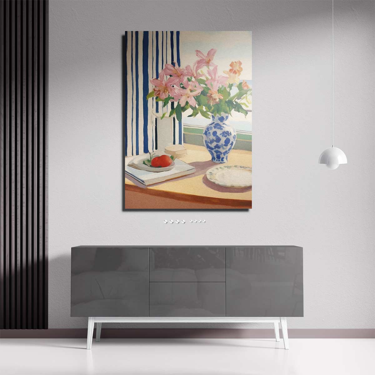 Zomers Tafereel met Bloemen en Tomaten Kunstwerk-canvas-dibond-plexiglas-wanddecoratie-WallArtistic