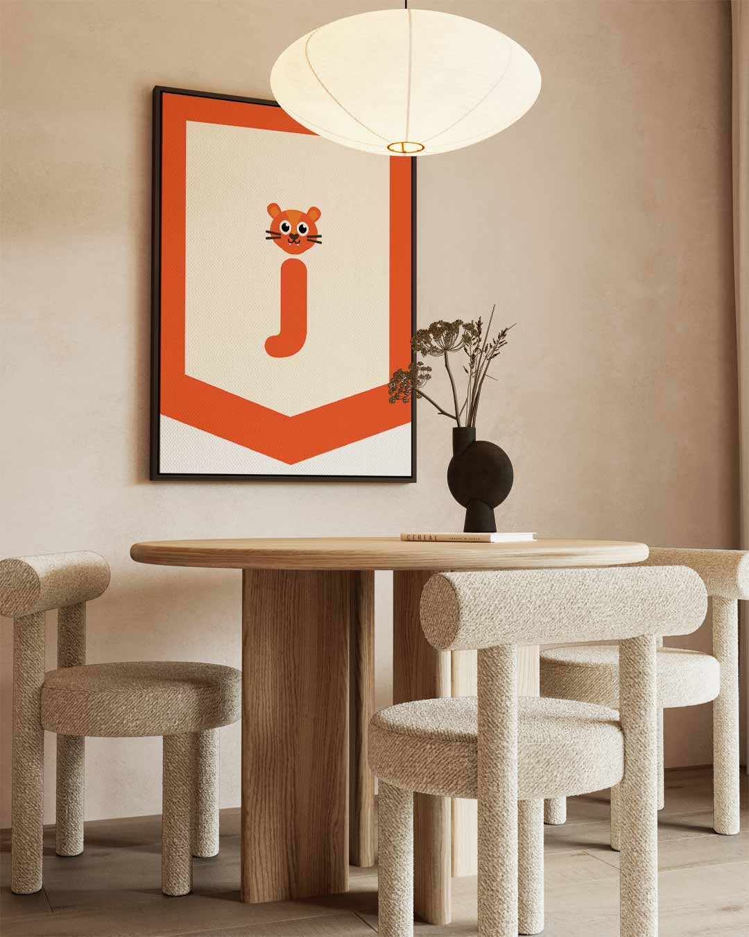 Speelse Tijger Alfabet Illustratie Kunstwerk-canvas-dibond-plexiglas-wanddecoratie-WallArtistic