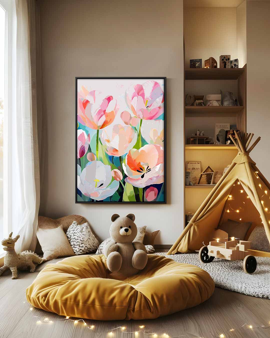 Kleurrijke Tulpenpracht Kunstwerk-canvas-dibond-plexiglas-wanddecoratie-WallArtistic