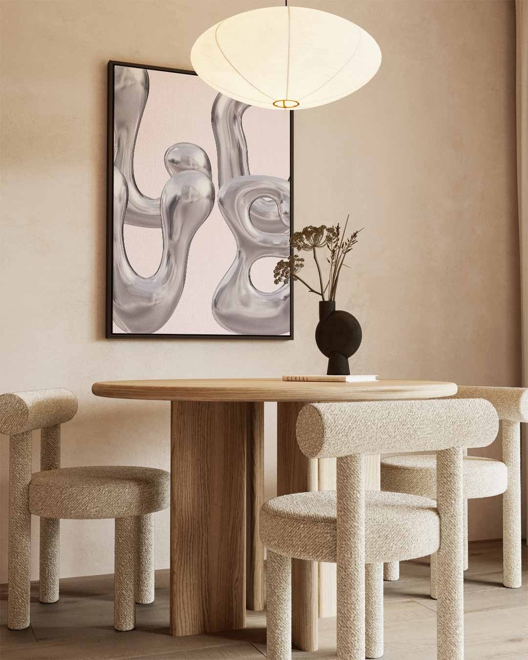 Vloeiende Zilveren Golven Kunstwerk-canvas-dibond-plexiglas-wanddecoratie-WallArtistic