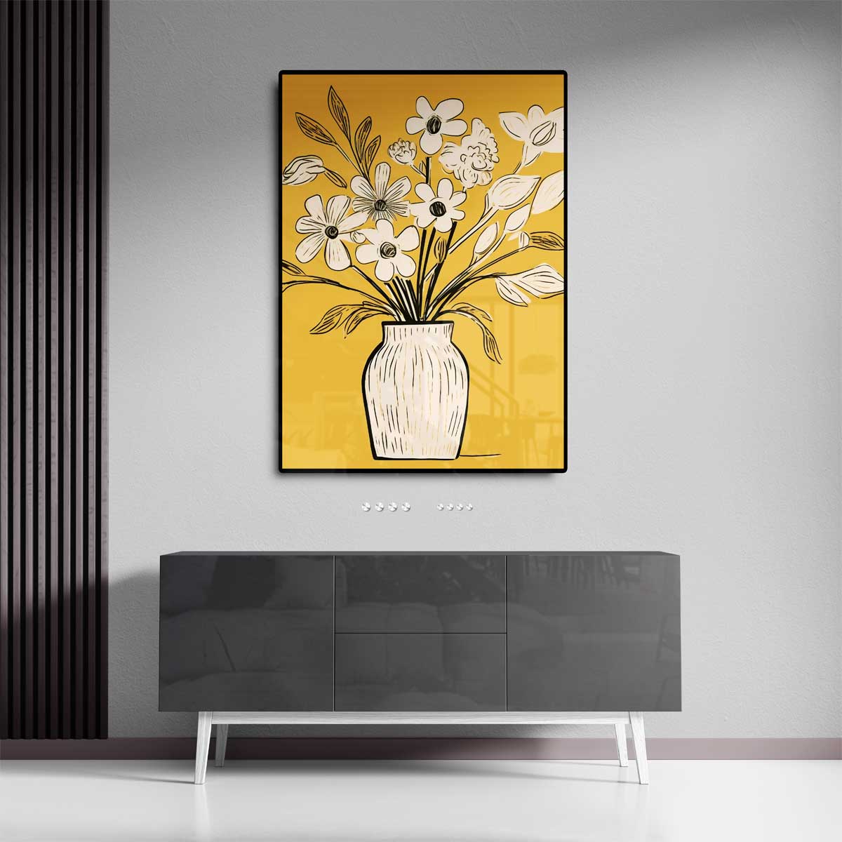 Bloemen in Gele Warmte Kunstwerk-canvas-dibond-plexiglas-wanddecoratie-WallArtistic